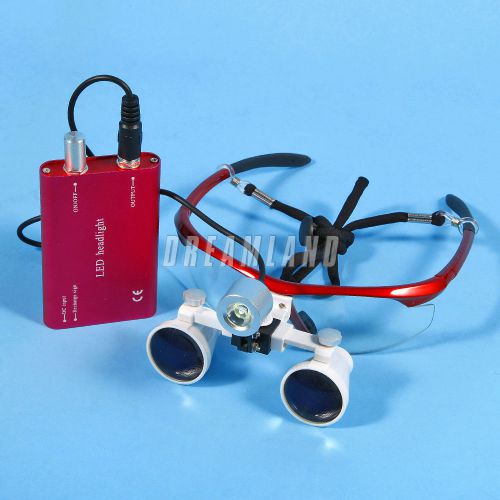 3.5x  dental surgical binocular loupes + led head light lamp headlight red 2015 for sale