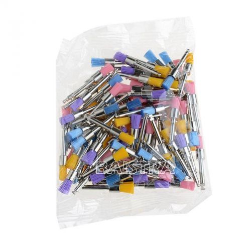 1 Box/100 pcs Dental Flat type Nylon Polishing Polisher Prophy Brushes Colorful