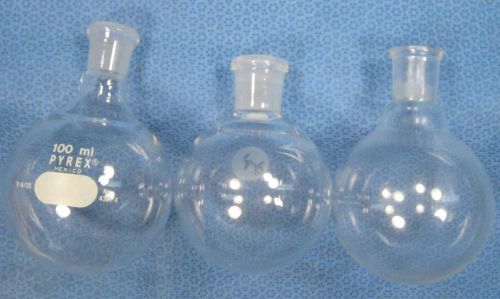 ASSORTED  100 ML  ROUND  BOTTOM  FLASKS  ALL  14/20    X3         G