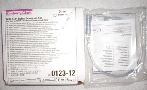 5 Kimberly-Clark MIC-KEY 30cm Bolus Extension Set REF 0123-12 Use By 03/2016