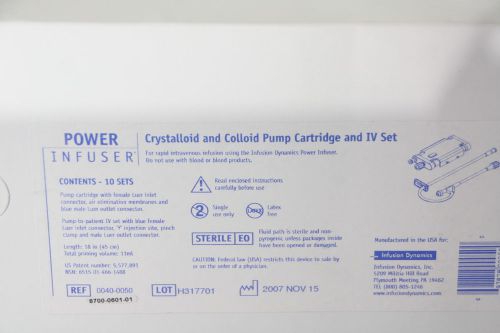 Infusion Dynamics-Zoll 0040-0050/8700-0601Crystalloid Colloid Cartridges IV Sets