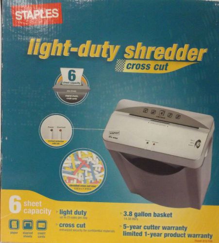 Staples 6-Sheet Cross-Cut Shredder_Great For: Stapled Paper/ C-Cards-3.8 Gallons