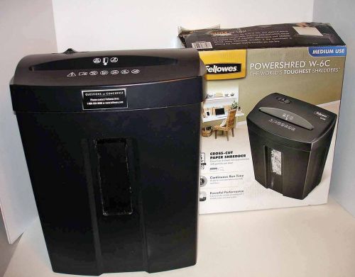 FELLOWES CROSS-CUT PAPER SHREDDER POWERSHRED BLACK 6 SHEET W-6C MEDIUM USE EUC