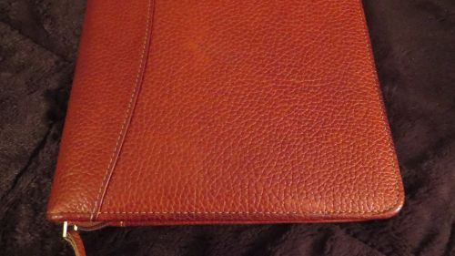 Franklin covey planner cover brown pebbled genuine leather brass rings for sale