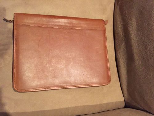 Coach brown leather portfolio attache notepad case zipper open gently used for sale