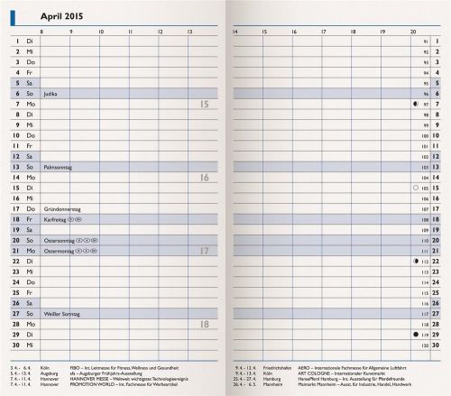 Brunnen Kalender-Einlage 2015, Mod. 750, 8,7 x 15,3 cm