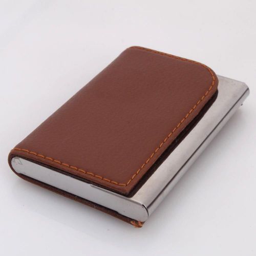 Metal Artificial Leather Business Name Credit Card Case Holder Wallet  Billfold