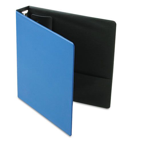 Easy Open Locking Round Ring Binder, 1-1/2&#034;, W/Label Holder, Medium Blue