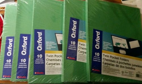 Oxford Paper Twin-Pocket Portfolio, Tang Clip, Letter, .5&#034;&#034;Cap., Green, 50-Box