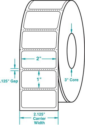 THERMAL TRANFER LABEL 2&#034;x1&#034;x8rolls 44,000 Labels