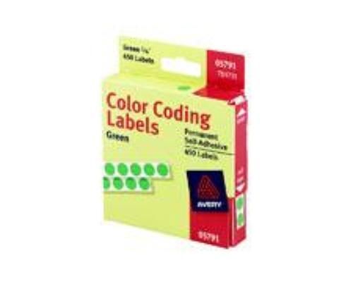 Avery Label Color Coding 1/4&#039;&#039; Round 450 Count Green