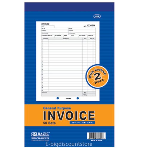 Invoice receipt record book 2 part 50 sets numbered original duplicate w/carbon for sale