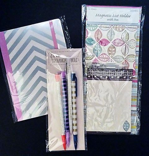 Magnetic List, Chevron Notepad w/Elastic closure &amp; Matching Pencils