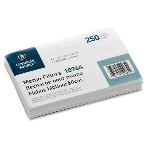 Business Source Memo Filler Sheet - 250 Sheet -4&#034;x6&#034; -250/Pk - BSN10964