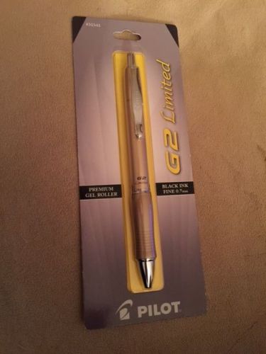 NEW PILOT G2 LIMITED  GOLD Fine 0.7mm Pt Gel Roller PEN  Black Ink 31541 SEALED