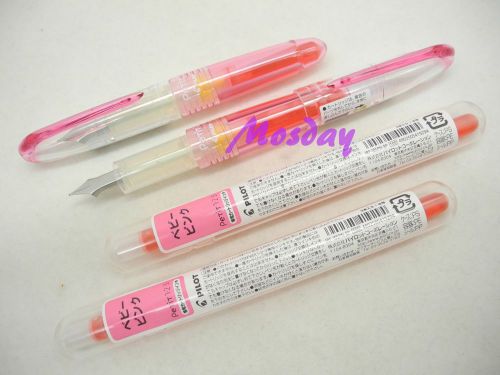 2Pcs Pilot Petit1 SNP-20F Mini Fine Nib Fountain Pen+ 6 Cartridges, PINK