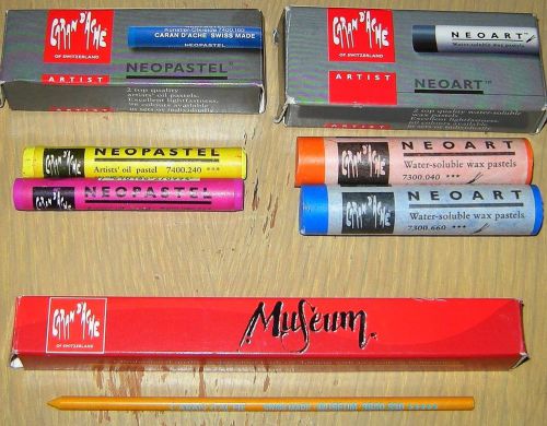 LOT OF 5 CARAN D&#039;ACHE NEOART NEOPASTEL PASTEL MUSEUM WATERCOLOR LEAD ART CRAFT