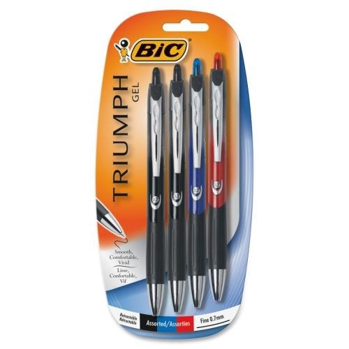 BIC Triumph 537RT Gel Pen - Medium - 0.7 mm - Assorted Ink - 4 / Pack