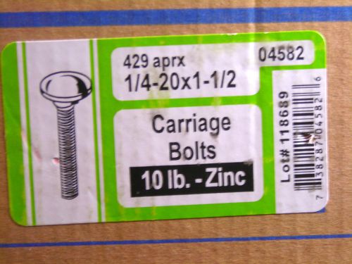 MIDWEST #04582 1/4-20X1-1/2 CARRIAGE BOLTS ZINC 10 POUNDS 429 APRX