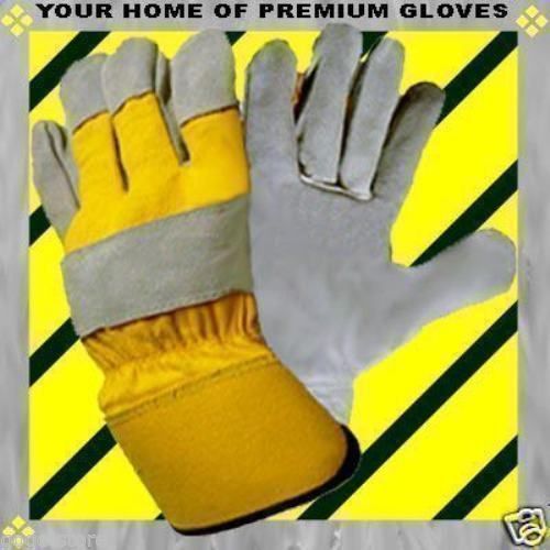 XXL Winter Work Chore Premium Leather PALM &amp; Fingers 2X BAY 1 Pr Gloves