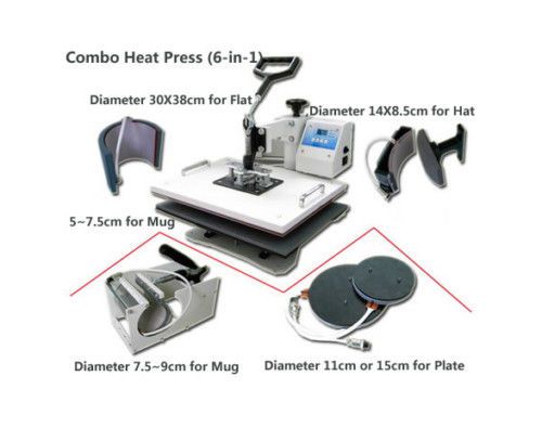 Transfer Heat Press Machine 6 in 1 T-Shirt Mug Hat NEW