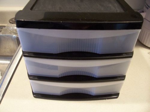 DESKTOP 3 DRAWER PLASTIC STORAGE DRAWERS: 9.5&#034;W 12&#034;l3 D