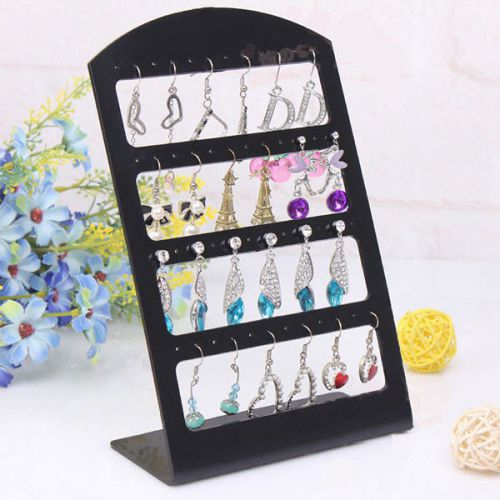 24 Pairs Earring Jewelry Show Black Plastic Display Rack Stand Organizer Holder