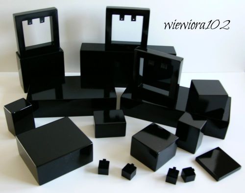 Black CUBE Lot of 18 SET Store DISPLAY Stand JEWERLY Plexiglas EXPOSANTS RARE