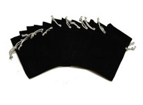 LOT OF 12  BLACK VELVET JEWELRY GIFT BAGS