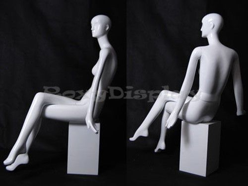 Female Fiberglass Glossy White Mannequin Eye Catching Abstract Style #MD-XD08W