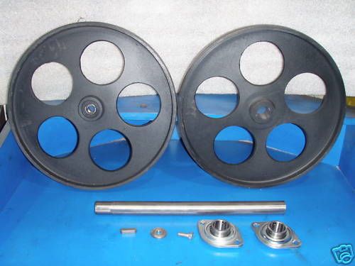 BANDSAW WHEELS BANDWHEELS 16&#034; WITH SHAFT/BEARINGS NEW REAL BANDWHEELS WITH TIRE