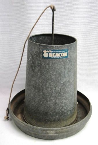 Antique Beacon Metal Chicken Coop Animal Farm Gravity Feeder