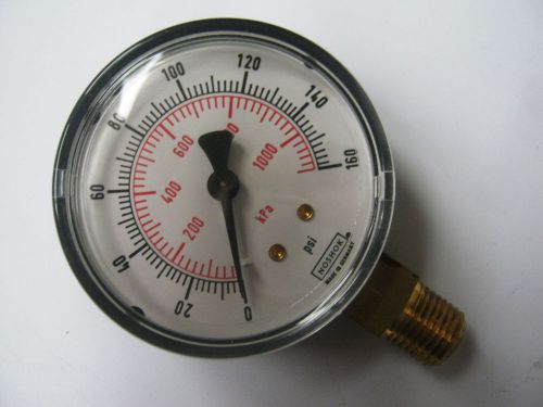 NOSHOK PRESSURE GAUGE 0-160 PSI 0-1100 KPA Bottom MOUNT 1/2 Inch