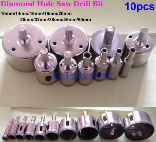 10pcs 10-50mm diamond tool drill bit hole saw sets for glass ceramic marble dlb for sale