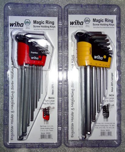 WIHA METRIC &amp; INCH ERGOSTAR BALL HEX DRIVER SETS W/ MAGIC RING  - GERMANY