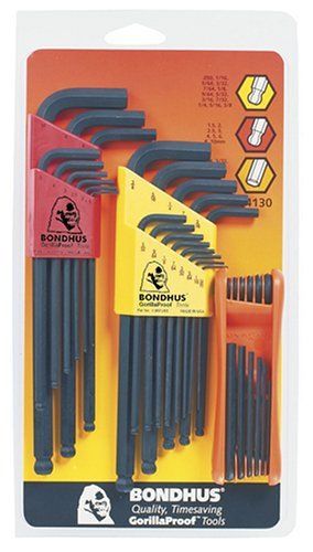 Bondhus 14130 Triple Pack  Balldriver L-wrench Sets #10937 (.050-3/8-Inch) &amp; #10