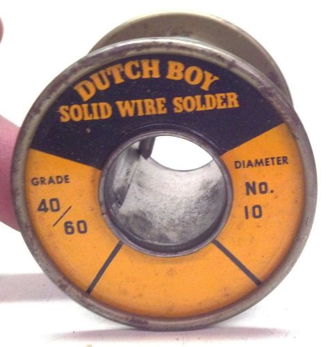 VINTAGE DUTCH BOY SOLID WIRE SOLDER GRADE 40/60 DIAMETER NO.10 NATIONAL LEAD CO