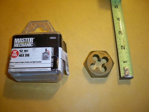 9/16&#034;- 12 BOLT DIE 1-1/2&#034; HEX  DIE  RIGHT HAND MASTER MECHANIC  TITANIUM  COATED