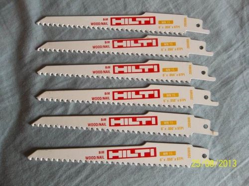 Hilti 6&#034; x 0.050&#034; 6TPI BIM WOOD/NAIL Combination Reciprocating Saw Blades