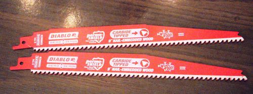 2 New Diablo 9&#034; Carbide Tipped Reciporcating Saw Blades