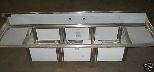Sink- 3 Compartment w/ Left &amp; Right Side Drainboard NEW