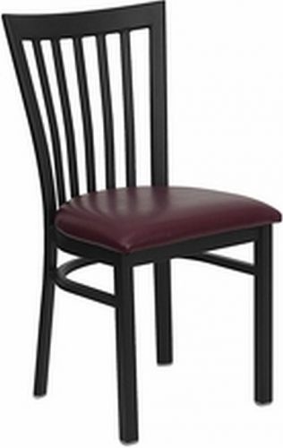 NEW METAL DESIGNER RESTAURANT CHAIRS W BURGUNDY  VINYL SEAT **LOT OF 24 CHAIRS**