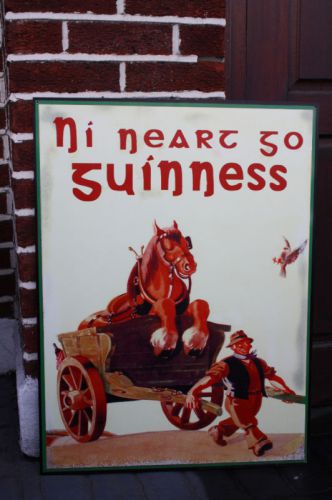 HUGE Guinness For Strength In Irish - Irish Pub &amp; Bar Horse &amp; Cart Metal Sign