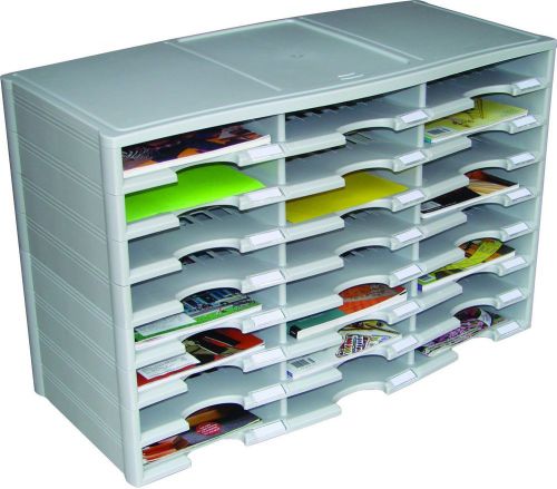 Storex 24-Compartment Literature Organizer/Document Sorter, Grey (61610U01C)