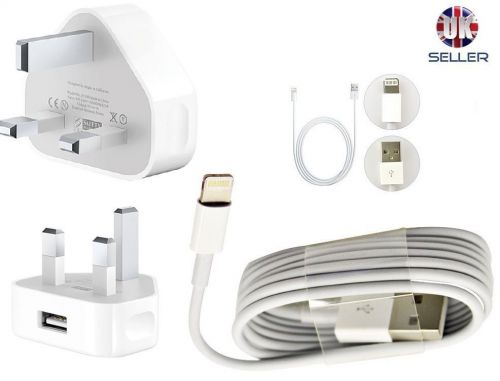 Genuine Charger &amp; USB CABLE 1M, 2M, 3M COMPATIBLE LEAD IPHONE 6 6plus 5 5C 5S UK
