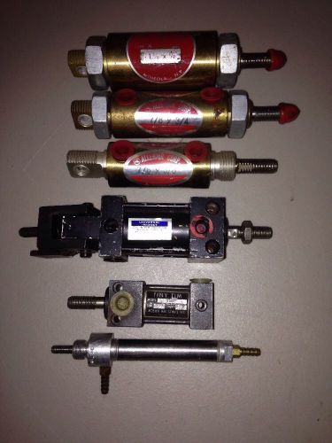 LOT OF 6 MISC. PNEUMATIC CYLINDERS BIMBA , ALLENAIR, PARKER, MOSIER