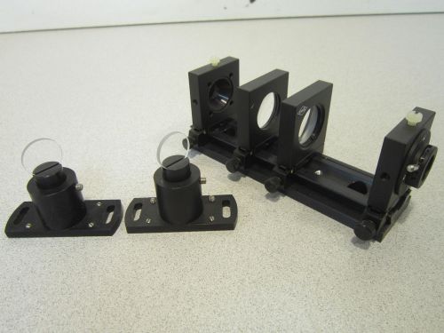 Owis (3) 6&#034; rail w/ iris optics; (4) Owis Beam Splitter on Mount