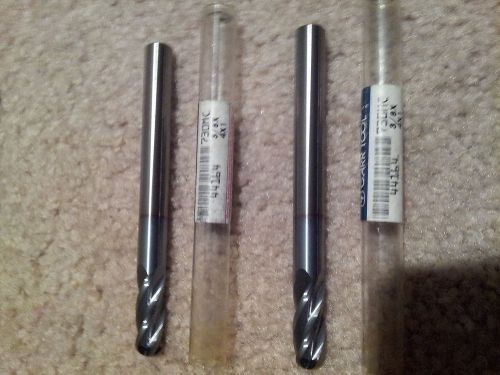 Garr Carbide End Mills 3/8&#034; OD (2X) TiCN Coated!! Full Ball Nose Radius!!