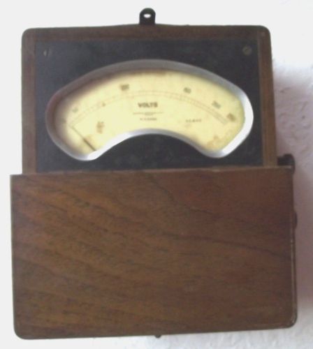 VTG RARE ANTIQUE SIEMENS BROTHERS WOOD CASE VOLTMETER AC DC VOLTS LONDON 1900&#039;S