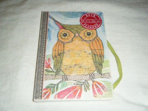 2015 WISE OLD OWL WEEKLY PLANNER CALENDAR ORANGE CIRCULE STUDIOS DENIM COVER NEW